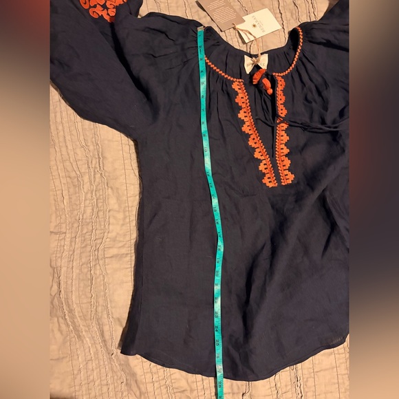 Anthropologie Navy Blouse with Orange Embroidery - Picture 5 of 5